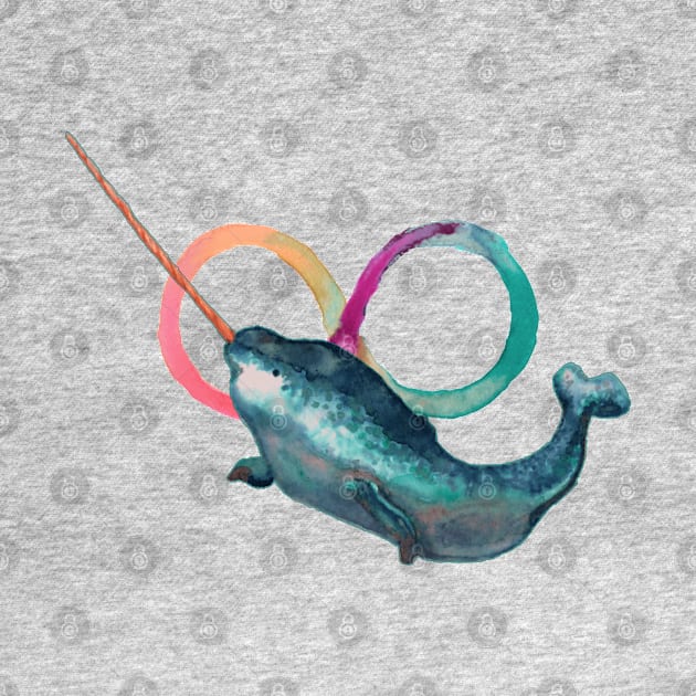 Watercolour Narwhal by LondonAutisticsStandingTogether